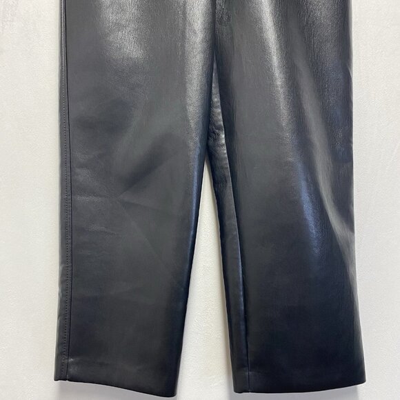 Aritzia Babaton Vegan Leather Command Cropped Pants Women Size 0 Black Mid-Rise - Picture 12 of 15